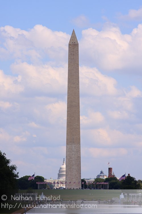 The U.S. Capitol, the Washington Monument, and the Reflecting Po